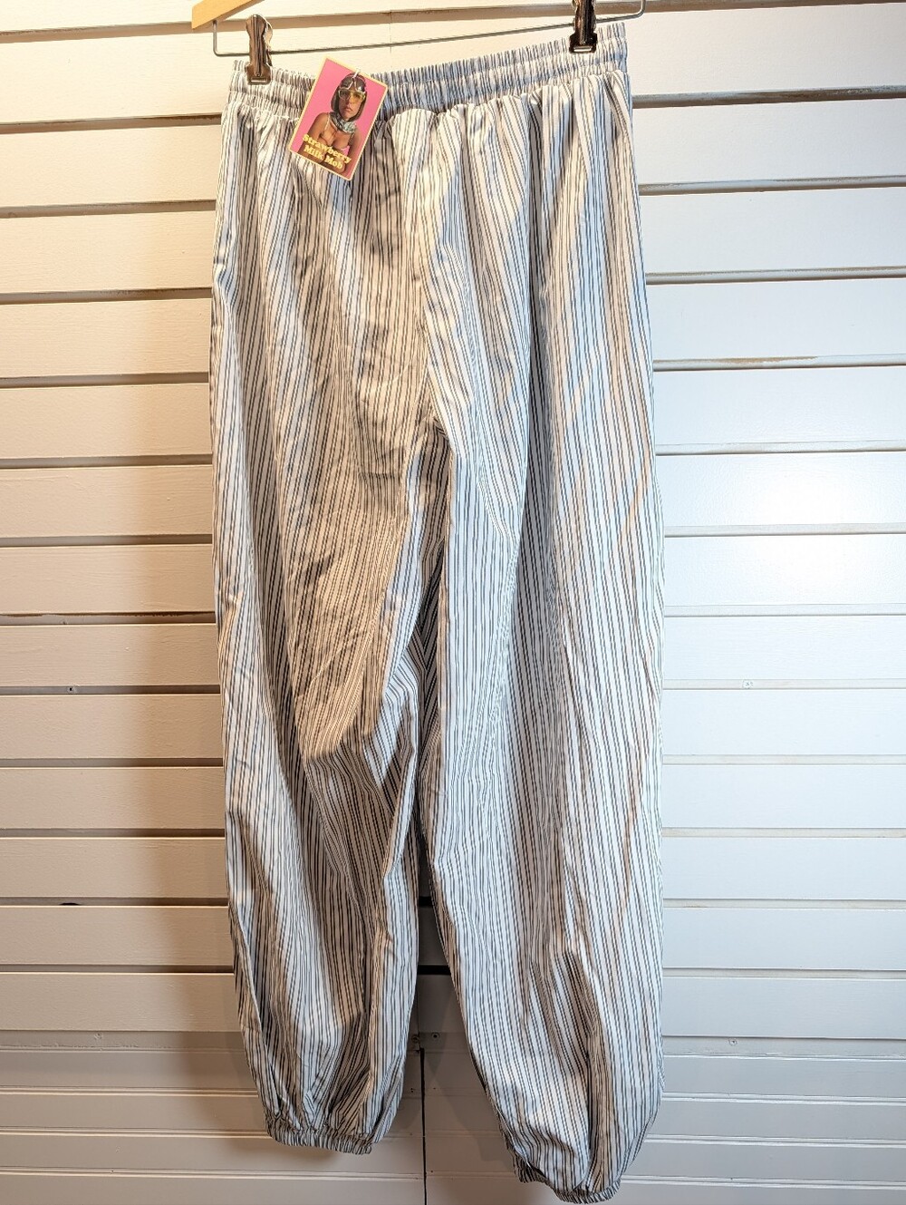 Strawberry Milk Mob Gray and White Striped Joggers Size M NWT!